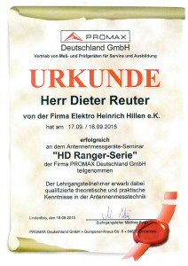 Promax Zertifikat Dieter Reuter